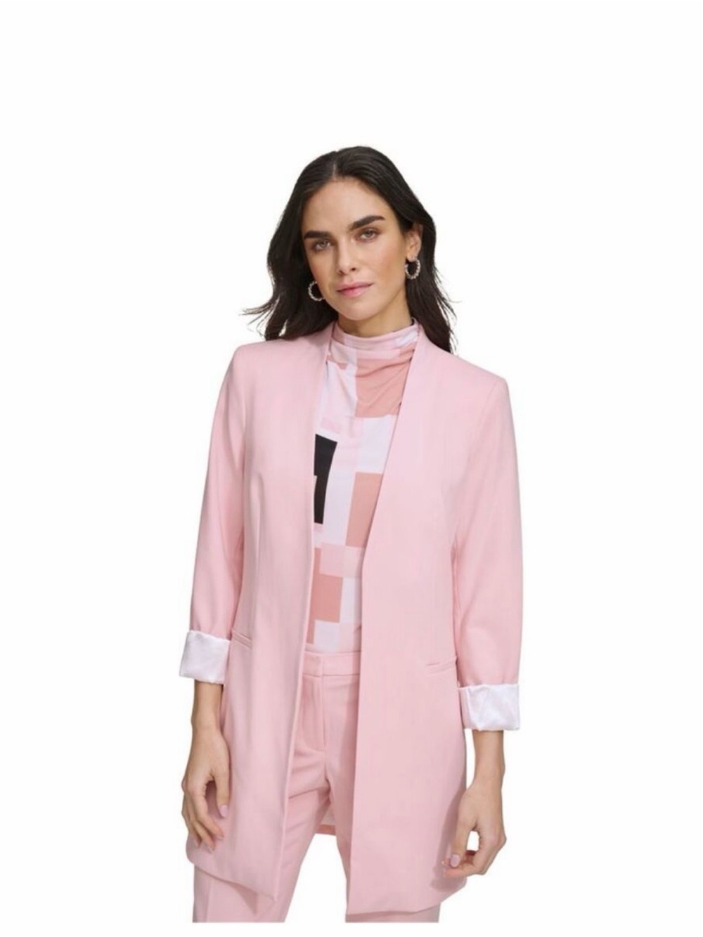 Calvin Klein Pale Pink Open-Front Blazer